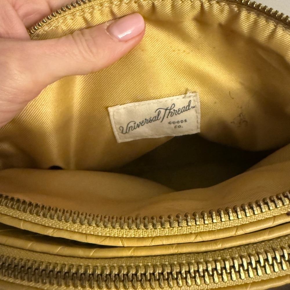 Universal Thread Woven Faux Leather Crossbody Yellow Mustard - Picture 3 of 5